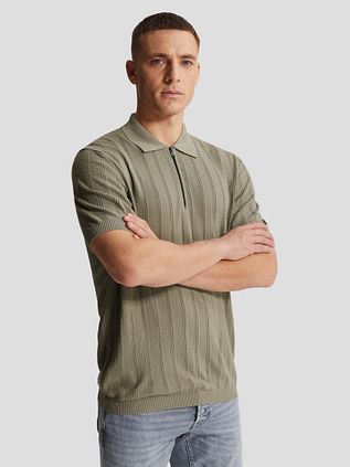 Cast Iron Strick-Pullover mit Halbem Reißverschluss Grün
