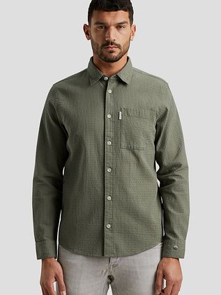 Cast Iron Overshirt Waffelstruktur Grün