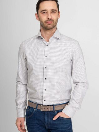 Suitable Hemd Twill Druck Weiß