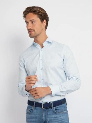 Suitable Shirt Twill Print Light Blue