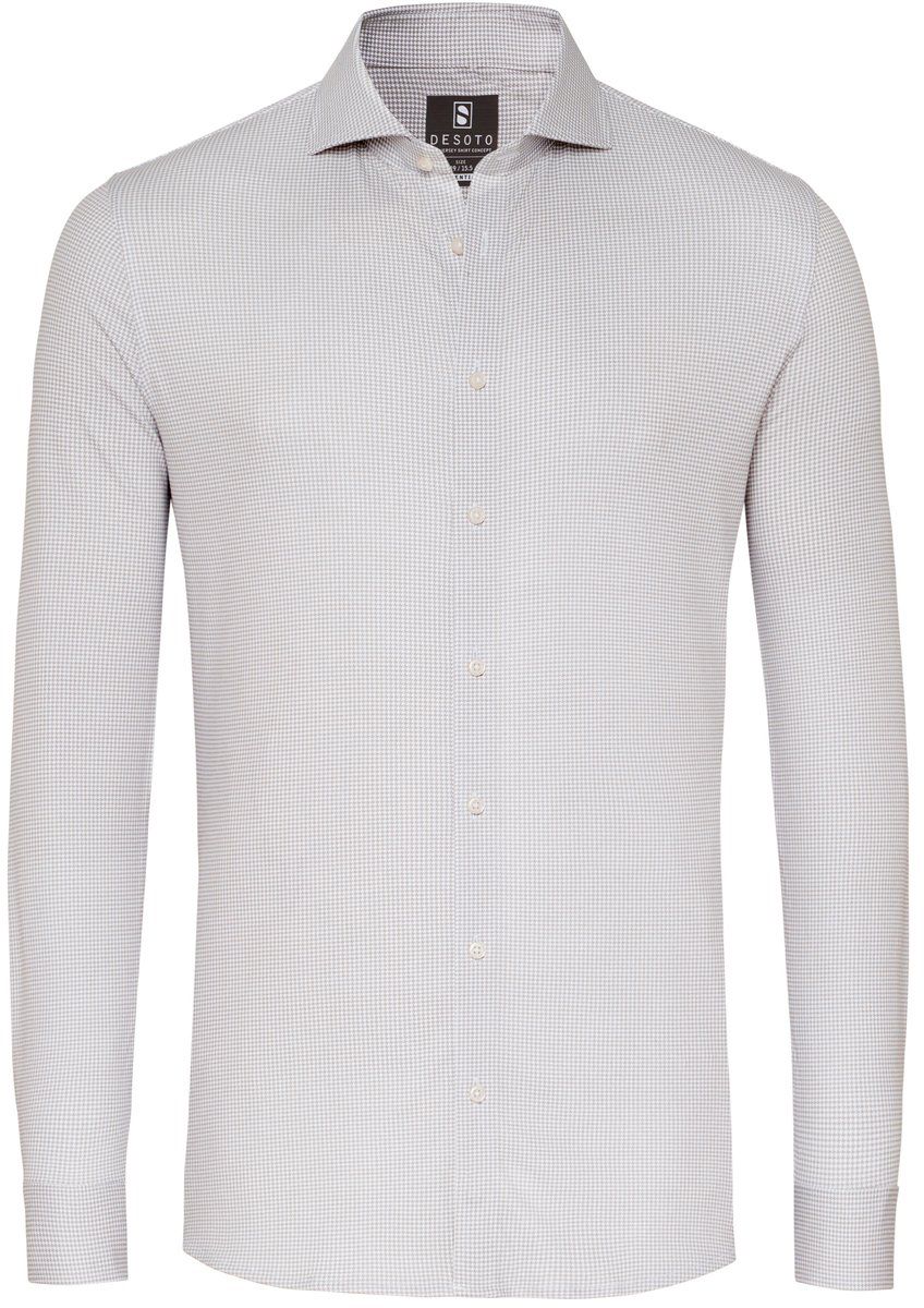 Essential Overhemd Hai Piqué Pied De Poule Beige