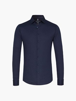Desoto Hemd Kent Grafik Drucken Navy