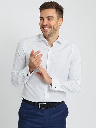Suitable Shirt Twill Double Cuff Print White