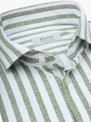 Pure Shirt Linen Optics Stripe Grün