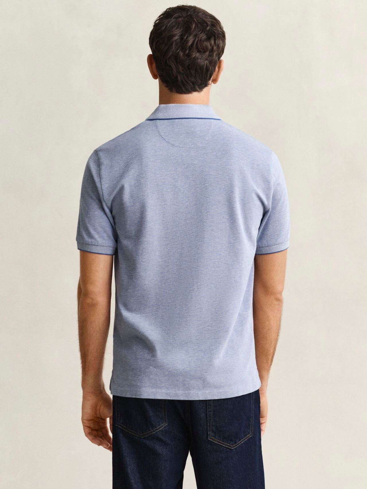 Gant 2Tone Piqué Poloshirt Blau Model / Achterkant