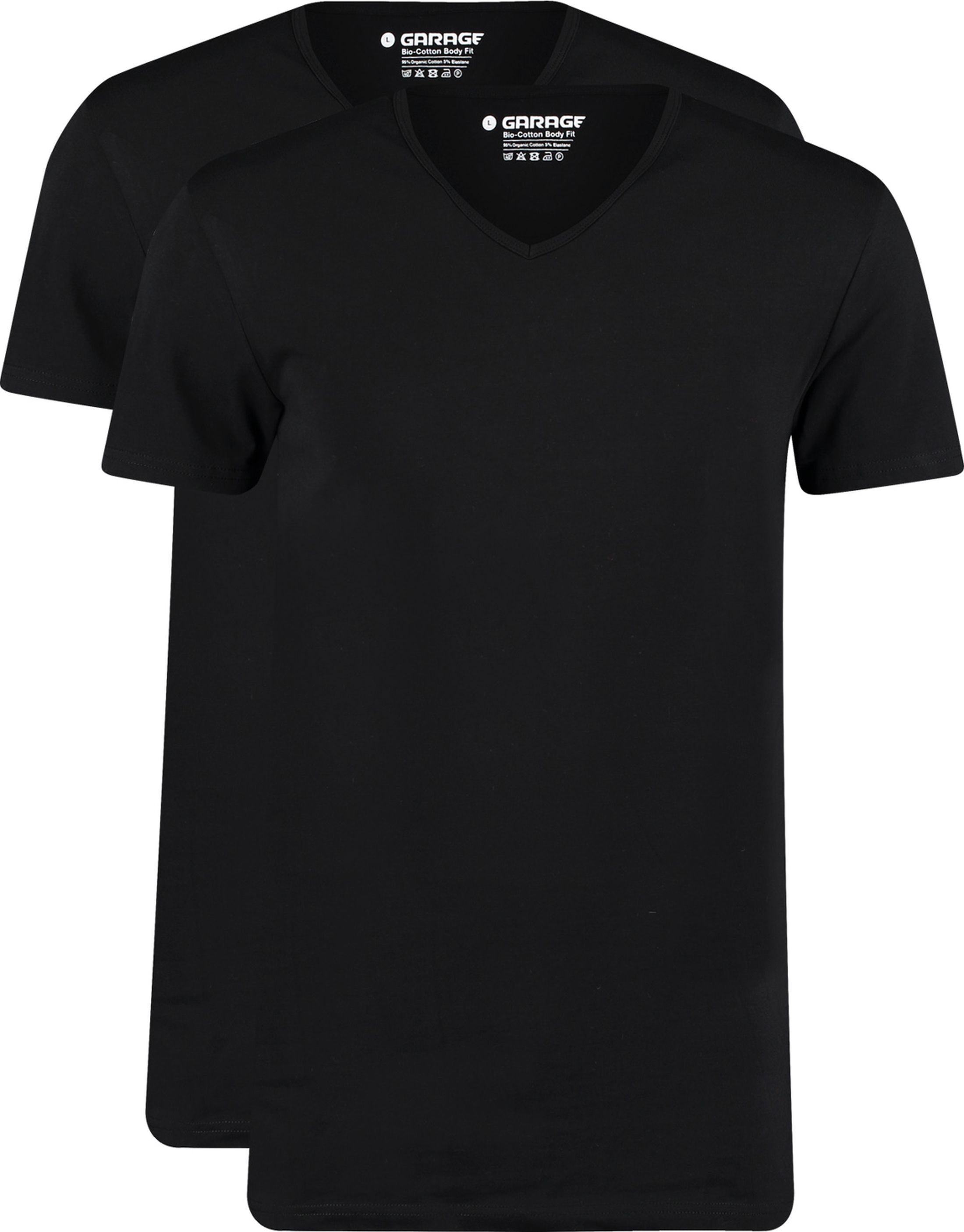 pack de 2 Basic T-Shirts Bio cuello de pico negro