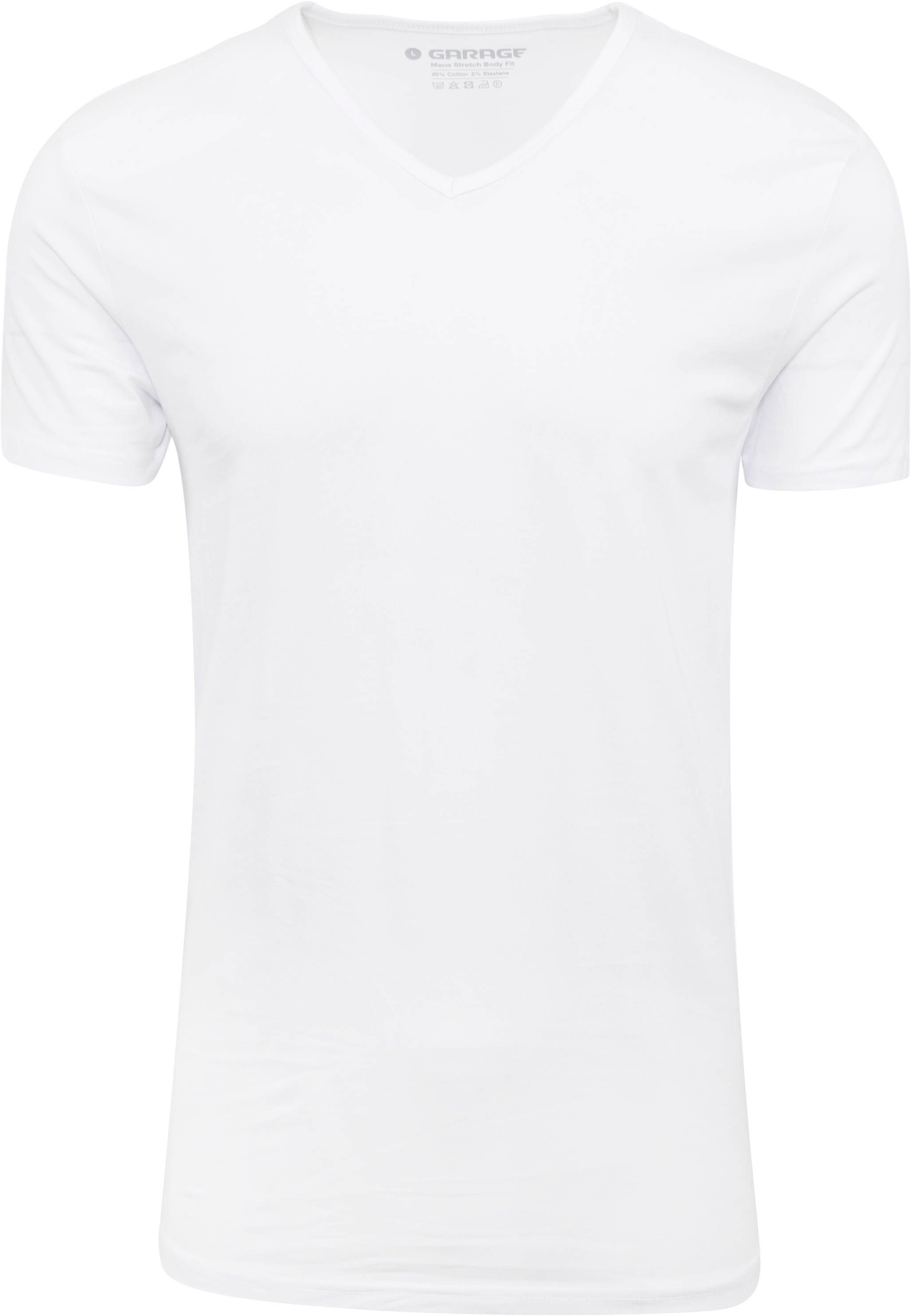 Stretch Basic biały T-Shirt z dekoltem V