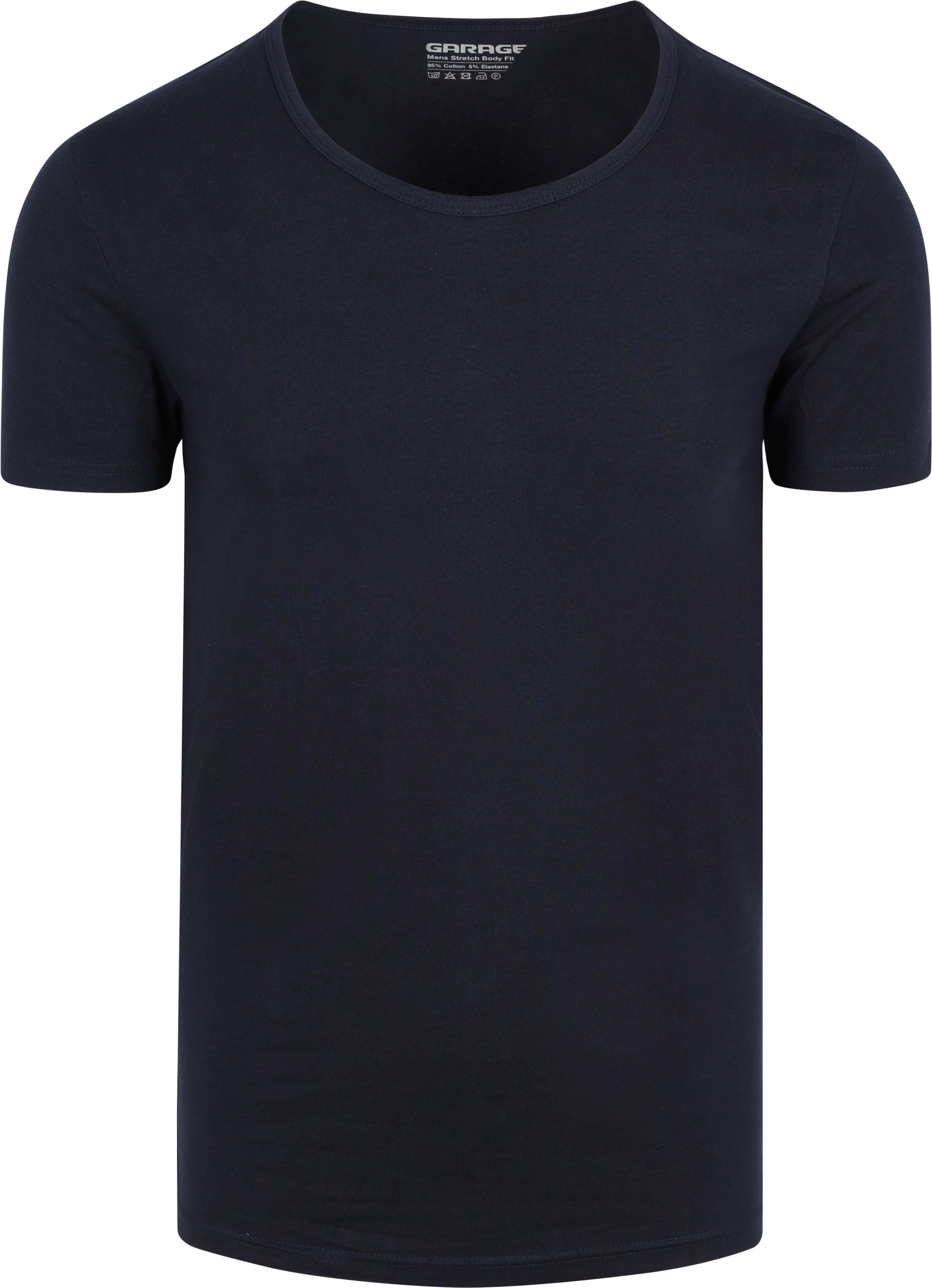 Stretch Basic Navy z głębokim okrągłym dekoltem