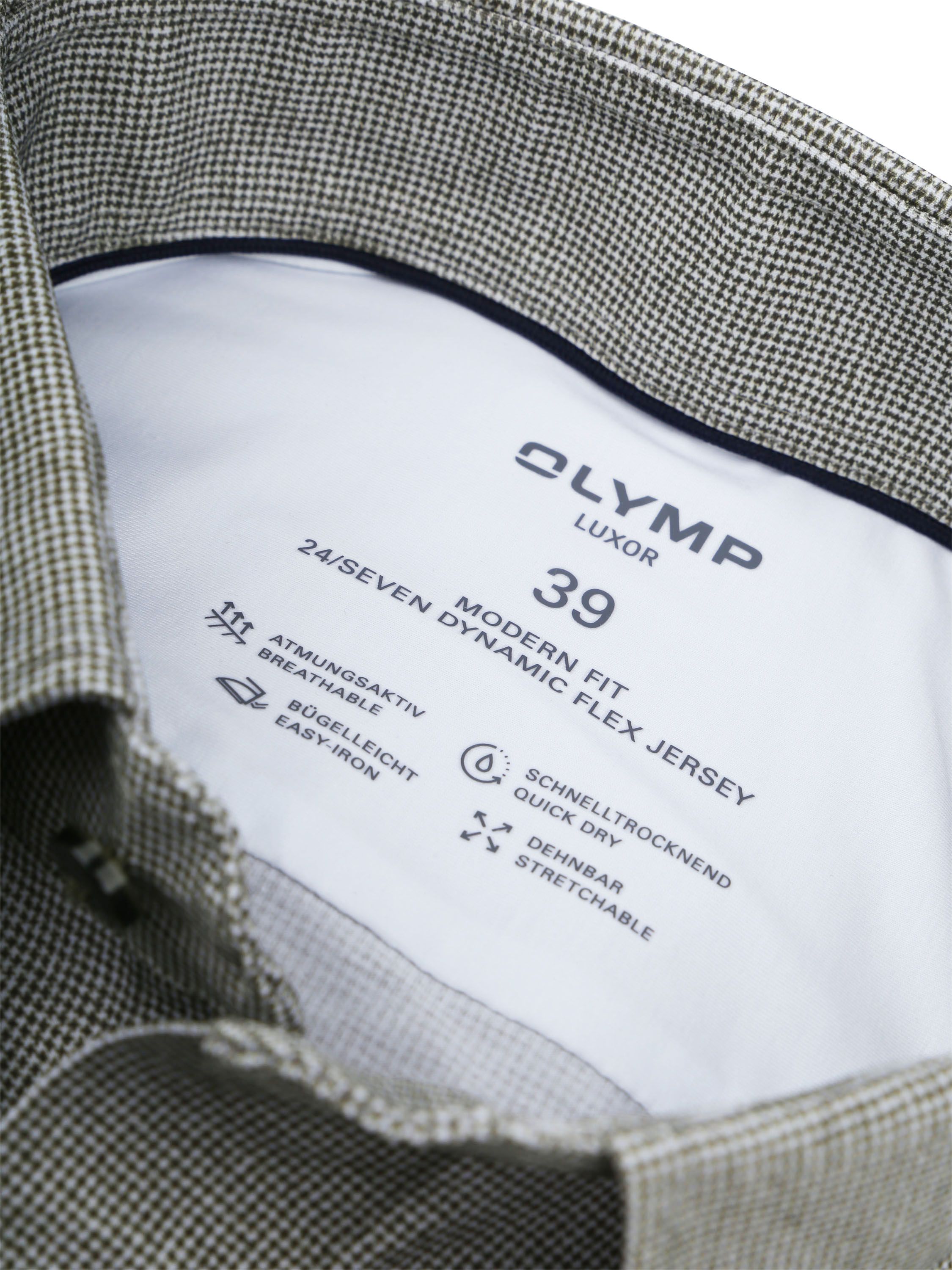 Olymp Luxor Shirt Pied De Poule Green Product / Detail