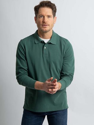 Steppin' Out Longsleeve Polo Piqué Klassiek Donkergroen