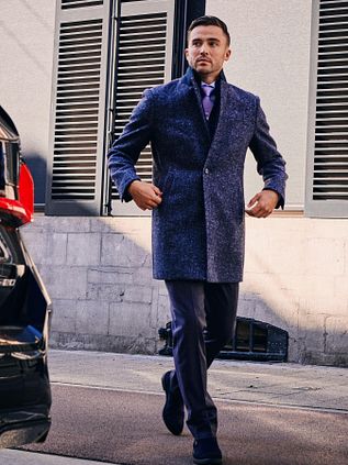 Suitable Coat Wool Herringbone Navy