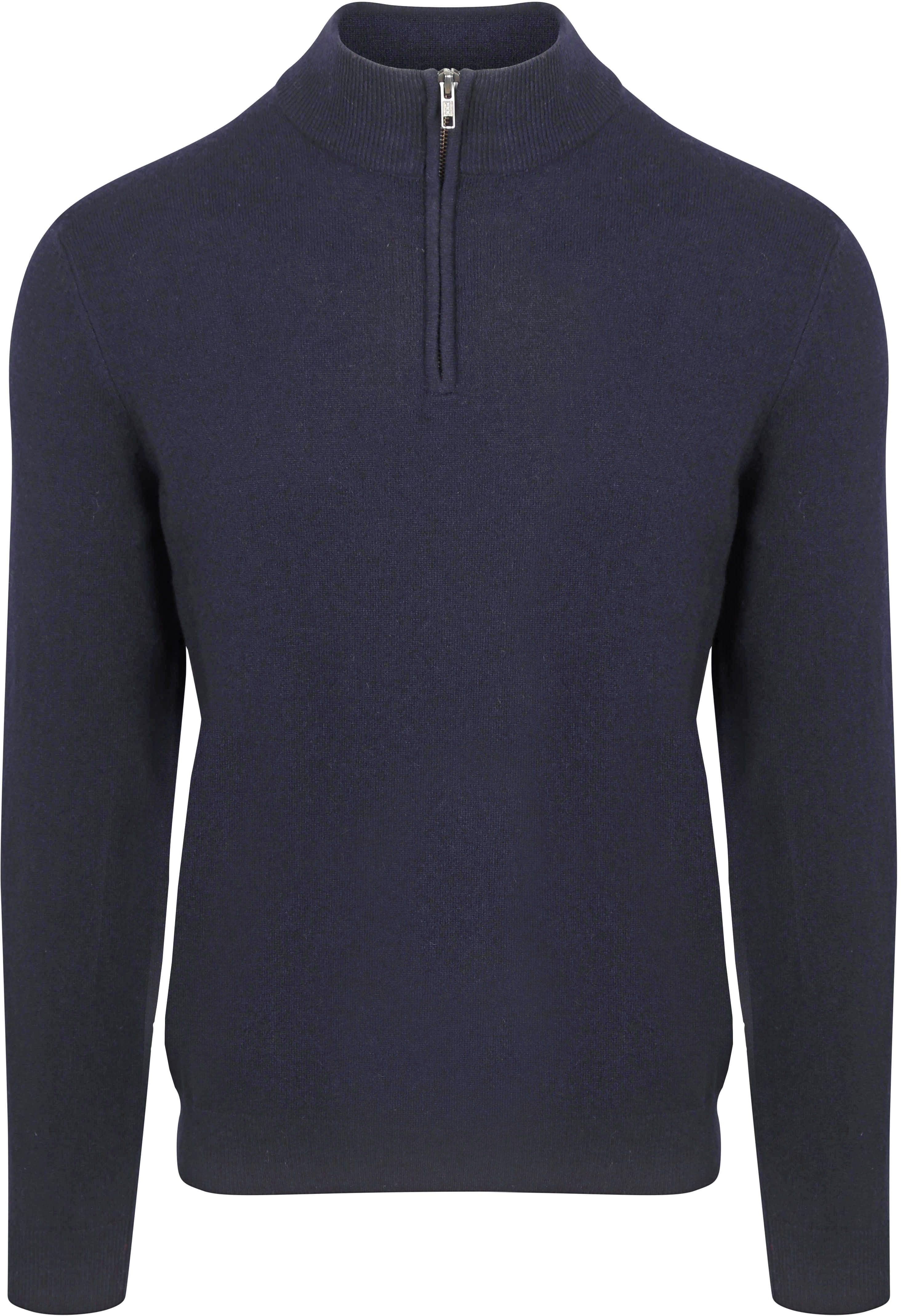 Jersey Half Zip de lana merina Steppin' Out en azul marino