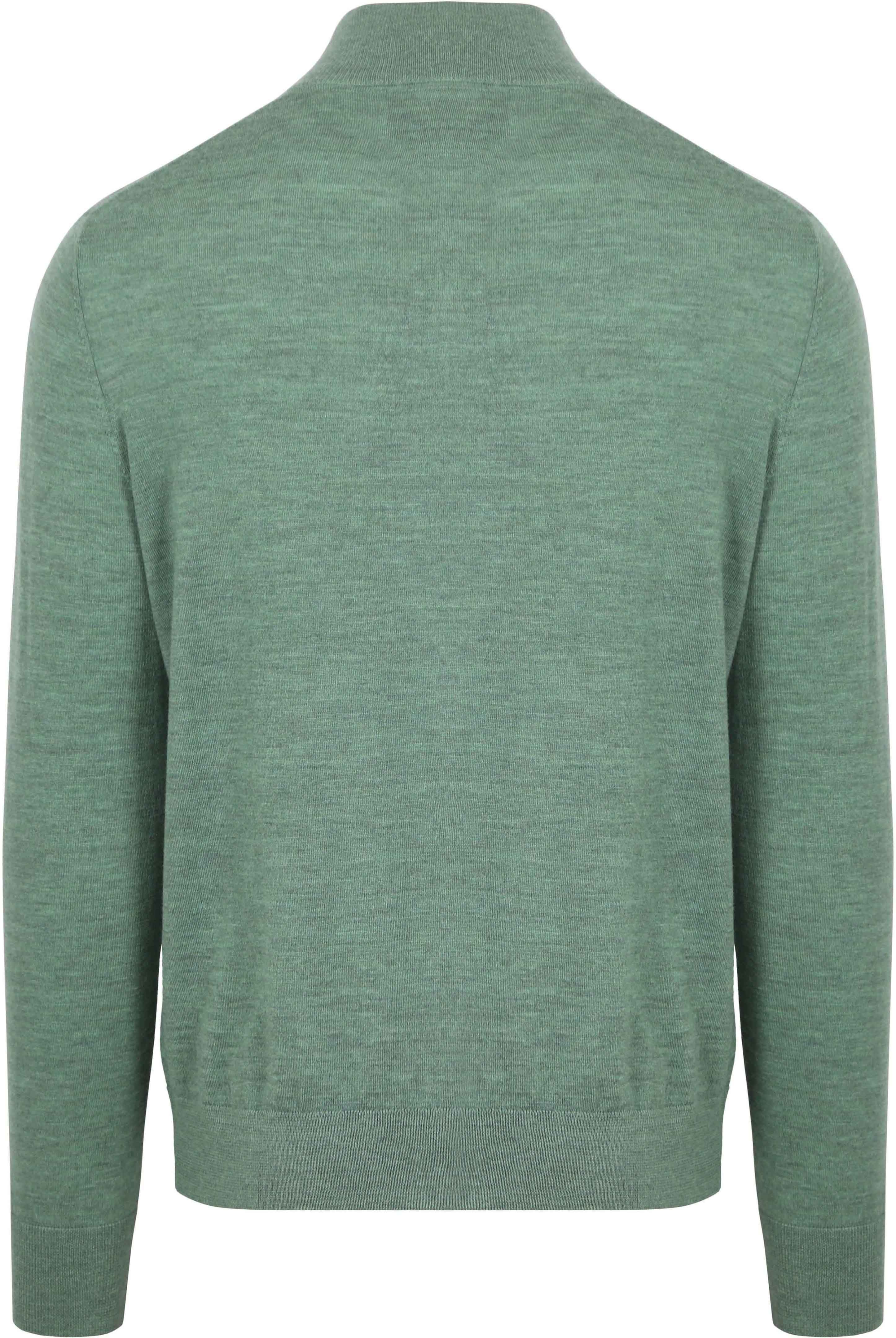 King Essentials The Michael Half Zip Pull Merino Groen Product / Achterkant