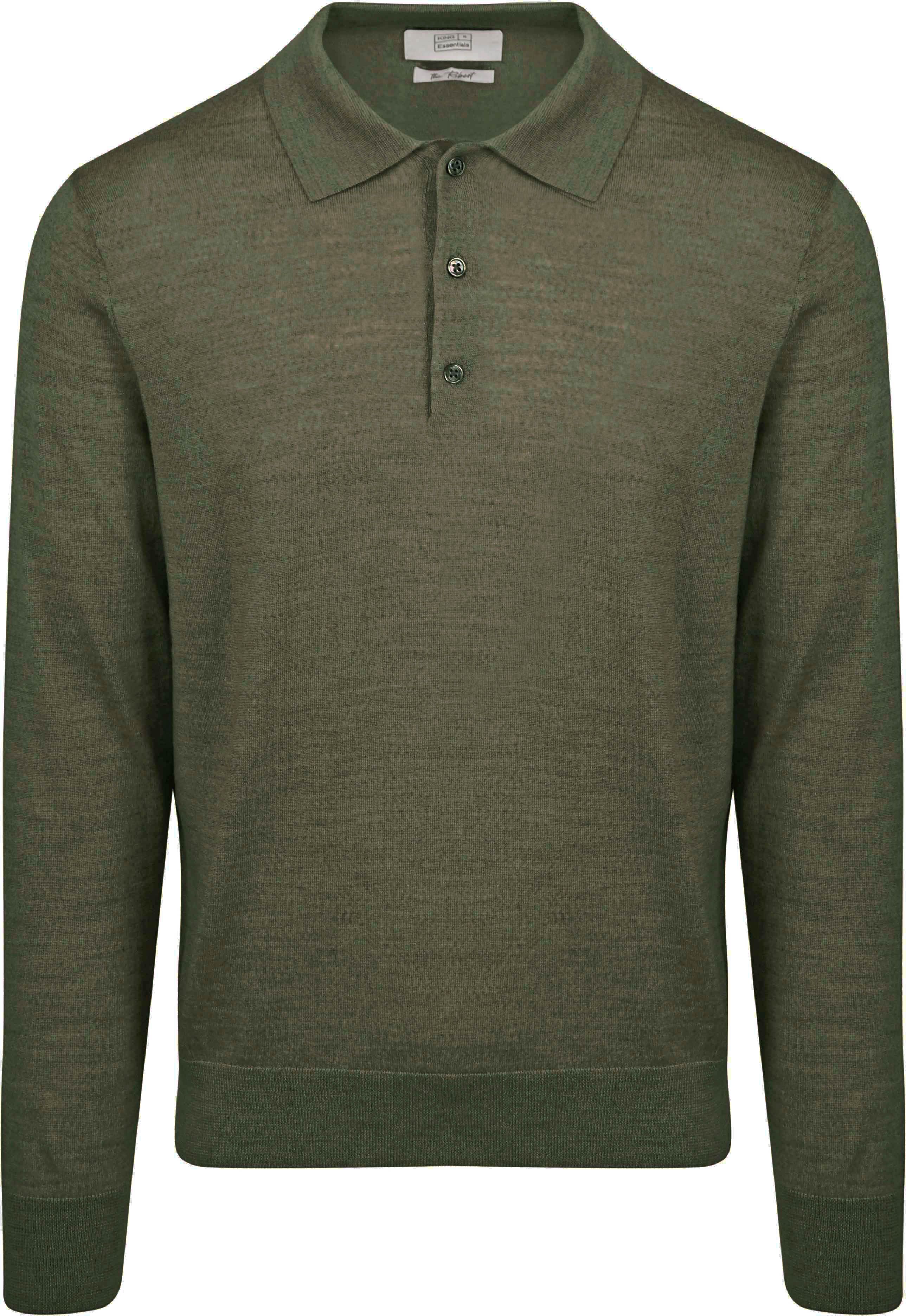 King Essentials The Robert Long Sleeve Polo Shirt Merino Army Green Product