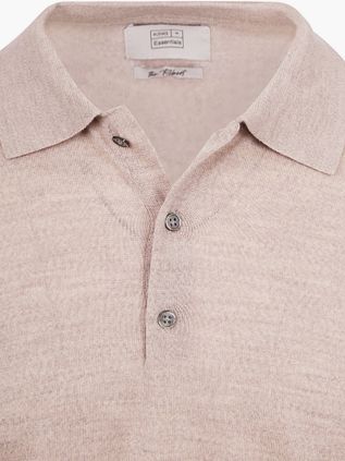 King Essentials Den Robert langermet poloskjorte i merinoull, beige