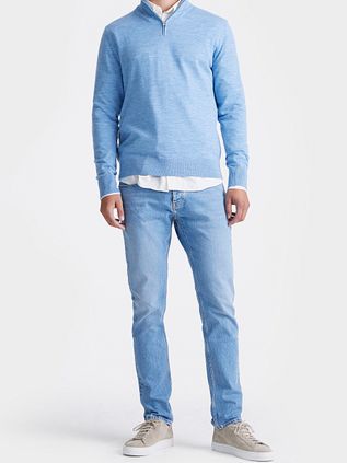 King Essentials "Michael" Half-Zip Genser Merino Lyseblå