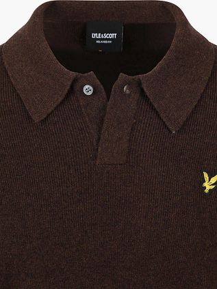 Lyle & Scott Longsleeve Poloshirt Lamswol Bruin
