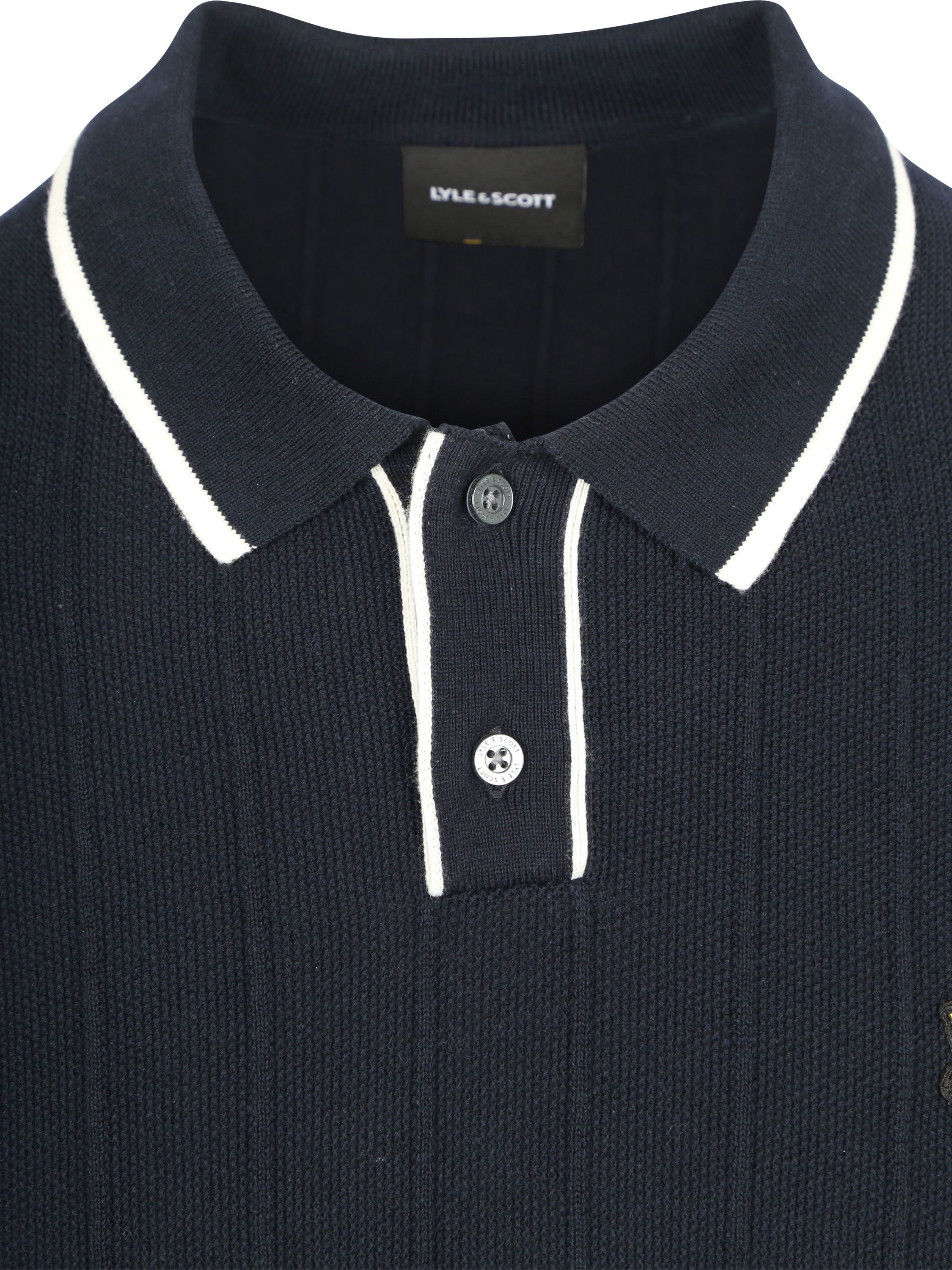 Lyle & Scott Strick Poloshirt Kontrastkante Dunkelblau Product / Detail