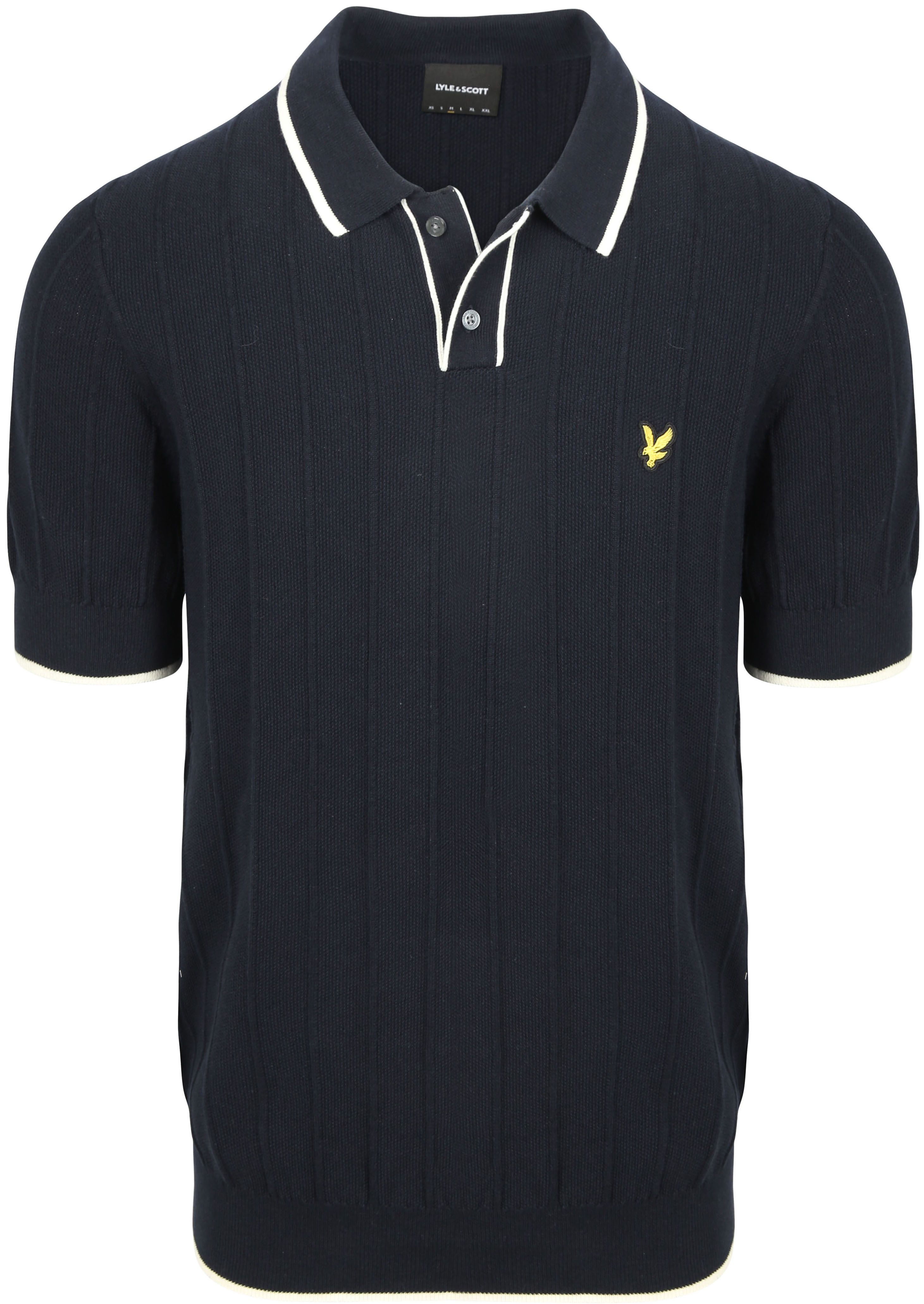 Lyle & Scott Strikk Polo med Kontrastkant – Marineblå Product