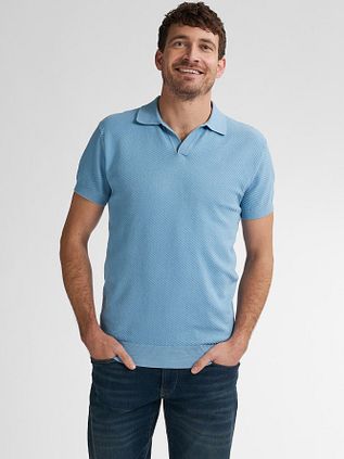 Petrol Knitted Polo Light Blue