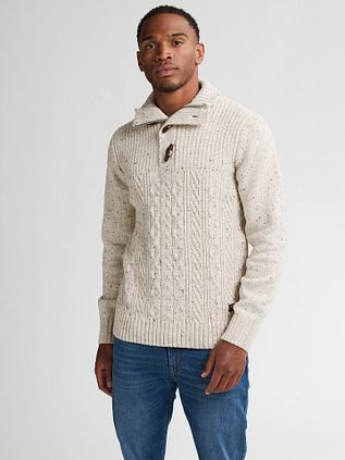Petrol Kabeltrui Half Zip Hamilton Ecru