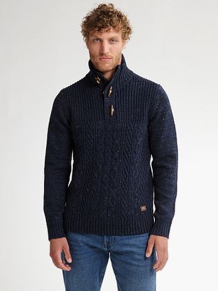 Petrol Kabelpullover Half Zip Hamilton Navy