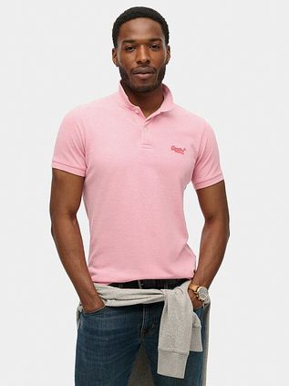 Superdry Classic Polo Shirt Melange Pink