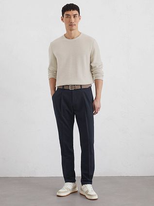 Marc O'Polo Pullover Crewneck Cotton/Linen Gray Silk