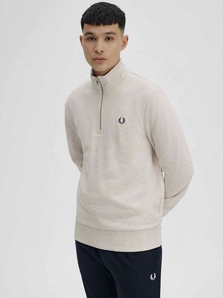Fred Perry Half Zip Trui Melange Beige