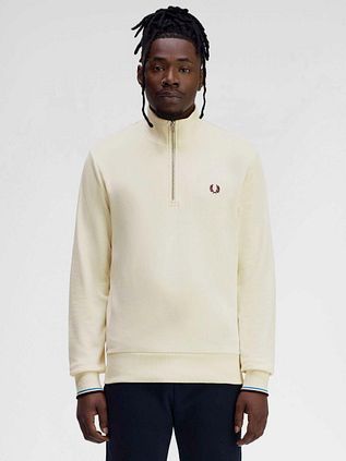 Fred Perry Half Zip Trui Ecru