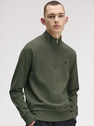 Fred Perry Halv-Zip Trøje Mørkegrøn