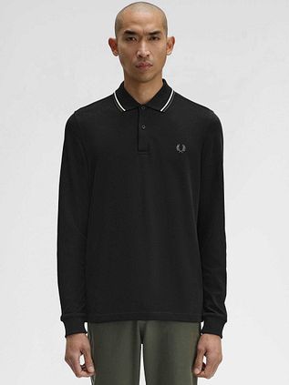 Fred Perry Langarm-Poloshirt Schwarz W54