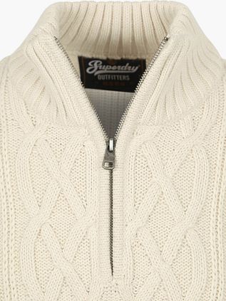 Superdry Half Zip Pullover Jacob Cable Ecru