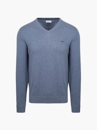 McGregor Pullover Merinowolle V-Ausschnitt Vintage Blau