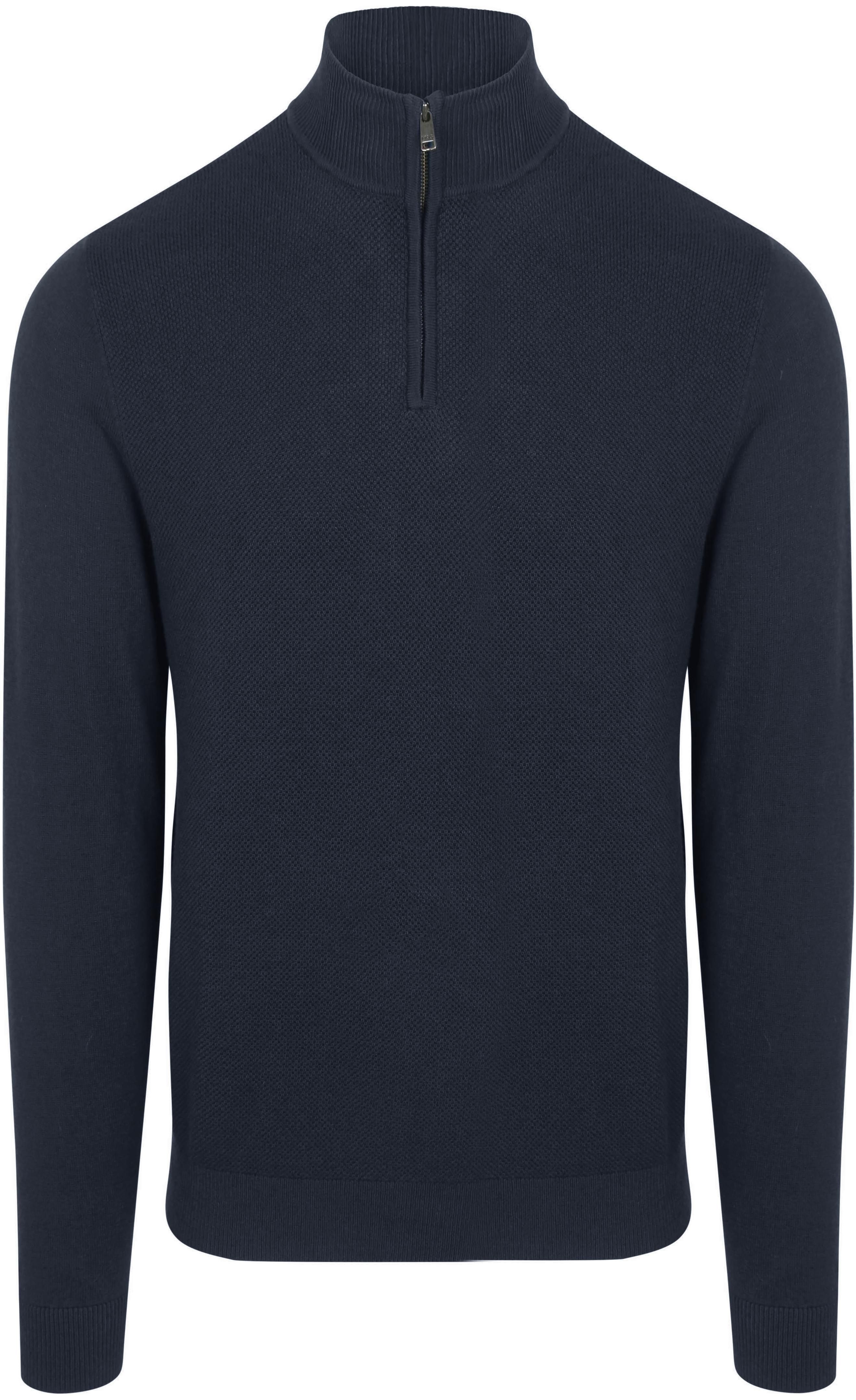sweter z półgolfem Half Zip z mieszanki wełny merino, granatowy