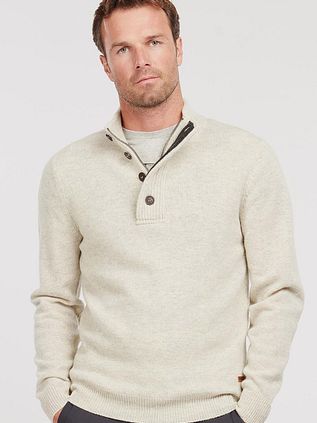 Barbour Mocker Sweater Merino Wool Light Beige