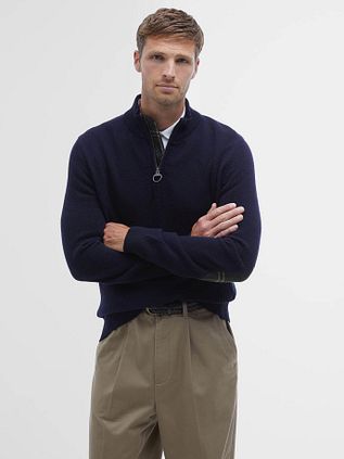 Barbour Half Zip Pullover Wool Navy