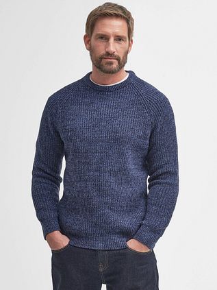 Barbour Pullover Lambswool Knitted Navy