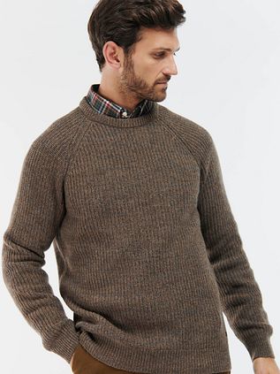 Barbour Pullover Lambswool Knitted Brown