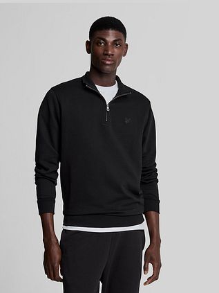 Lyle & Scott Half Zip Pullover Tonal Zwart