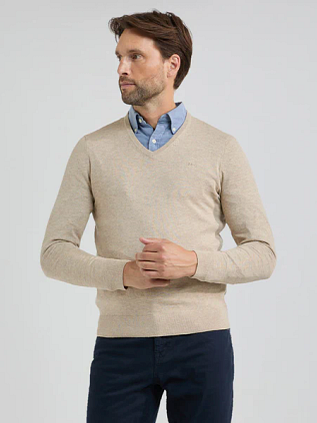 McGregor Pullover Merinowolle V-Ausschnitt Sand