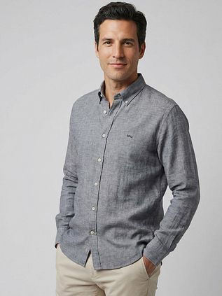 McGregor Hemd Cotton Linen Navy