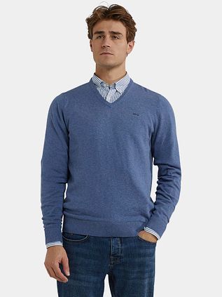 McGregor Pullover Merino Wool V-Neck Vintage Blue