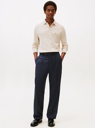 Tommy Hilfiger Longsleeve Polo Melange Ecru