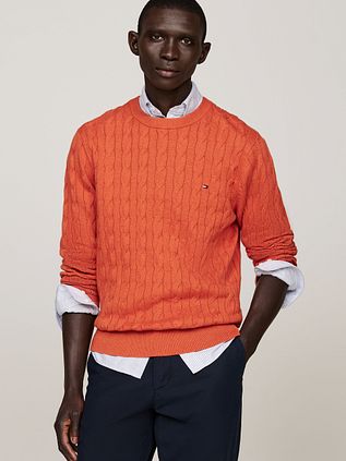 Tommy Hilfiger Pull Torsadé Orange