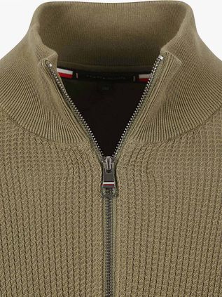 Tommy Hilfiger Big&Tall Pull Demi-Zip Torsadé Vert Olive