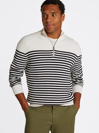 Tommy Hilfiger Racking Half-Zip Structure Stripe White Navy