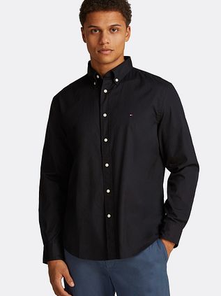 Tommy Hilfiger Poplin Hemd Flex Schwarz