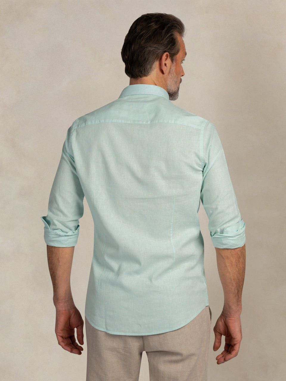NZA Shirt Linen Blend Aqua Model / Achterkant