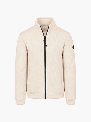 No Excess Cardigan Knitted Rib Structure Ecru